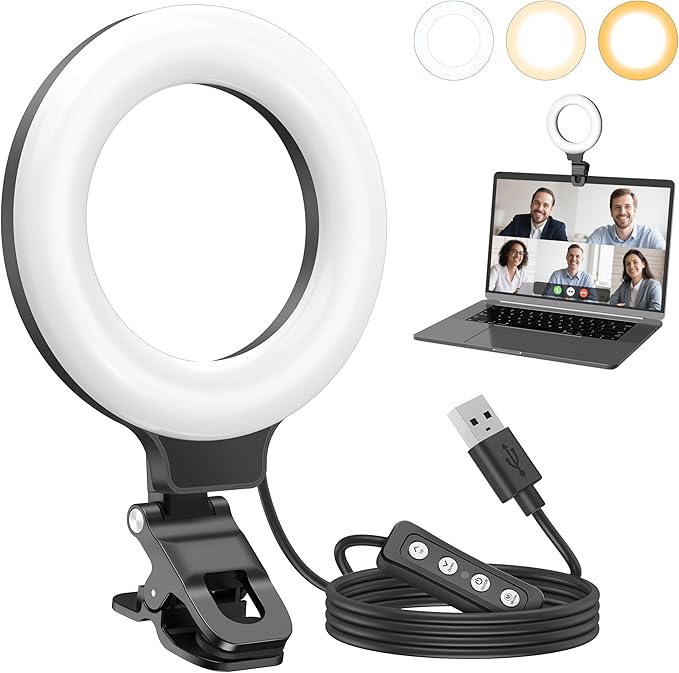 Anautin Ring Light for Video Conference Lighting,360°Adjustable,Portable LED Video Conference Lighting for Monitor,Laptop&Desktop Computer,Streaming Light for Zoom Meetings, Selfie Makeup, Video Calls by Anautin