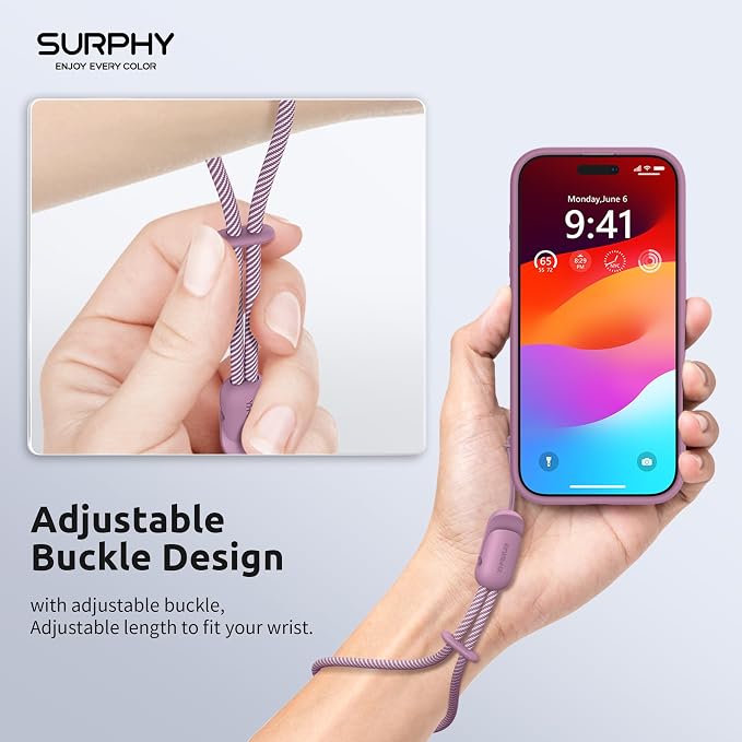 SURPHY 2 Pack Phone Lanyard, Phone Wrist Strap for Case, Camera Wrist Strap | Ultra-Light 2-Color Braided Phone Strap, Cellphone Charm Strap, Anti-Lost Wrist Lanyard for Women and Men, Lilac Purple Gray - Image 2
