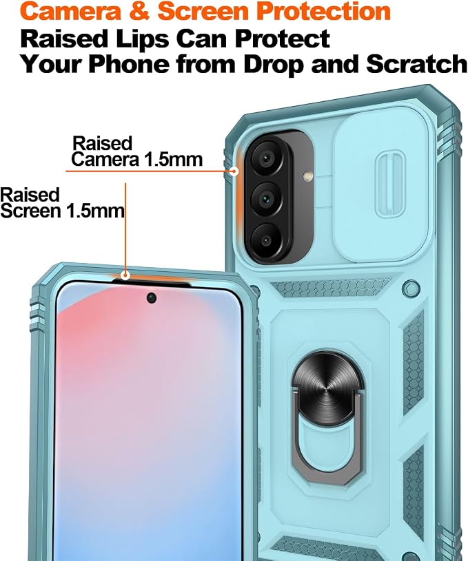 Gritup for Samsung A56 5G Case: Samsung-Galaxy-A56-Case with Screen Protector*2 | Magnetic Stand & Slide Camera Cover, Shock Proof Military-Grade para Galaxy-A 56 Cover, Green - Image 4