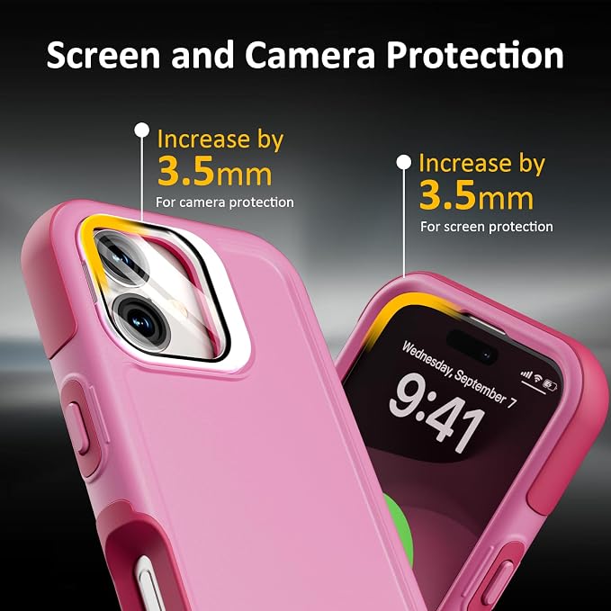 Follaroma Magnetic for iPhone 17 Case with Camera Cover Stand, Pink, 6.3" | Built-in Glass Camera Cover Stand,Compatible with MagSafe,Heavy Duty Shockproof Protective,Military-Grade Anti-DropDual Case - Image 7
