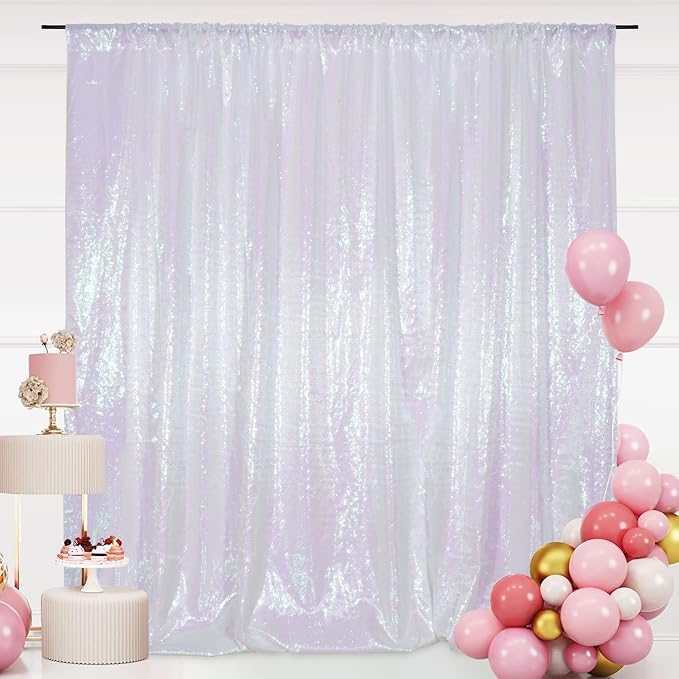 SquarePie 6x6ft Iridescent Sequin Backdrop, High Density Non-Transparent Glitter Curtain for Photography, Birthday, Wedding Party Decorations, Thick Solid Background with 4" Rod Pocket, 1 Panel - Image 9