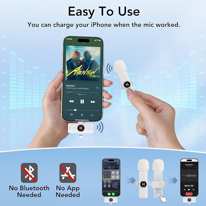HEHOTTC Mini Wireless Lavalier Microphone for iPhone, iPad, Android Phone - 2in1 Microfono Lapel Bluetooth Mic for Recording, Clip on Omni Lav Mic for Video Recording, Tiktok, YouTube, Vlog - Image 7