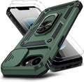 for iPhone 17e Case & iPhone 16e Case with 2X HD Screen Protector & Slide Camera Cover & Rotated Ring Kickstand, Rugged Heavy Duty Protective Phone Case for iPhone 17e/16e 6.1", Pine Green by Muntinfe