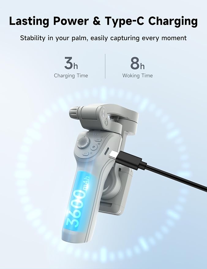 Gimbal Stabilizer for Smartphones, 3-Axis Phone Gimbal, Intelligent Gimbals with Face/Object Tracking, Portable and Foldable, Vlogging Stabilizer for Android and iPhone 15 14 13 12, YouTube TikTok - Image 9