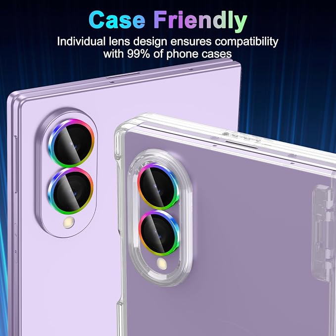 Meshine for Samsung Galaxy Z Fold 8 Camera Lens Protector,Scratch Proof,Strong Adsorption,9H Hardness with Metal Ring Camera Cover,Ultra Thin Case Friendly,Accessories Lens Protector,Colorful - Image 6