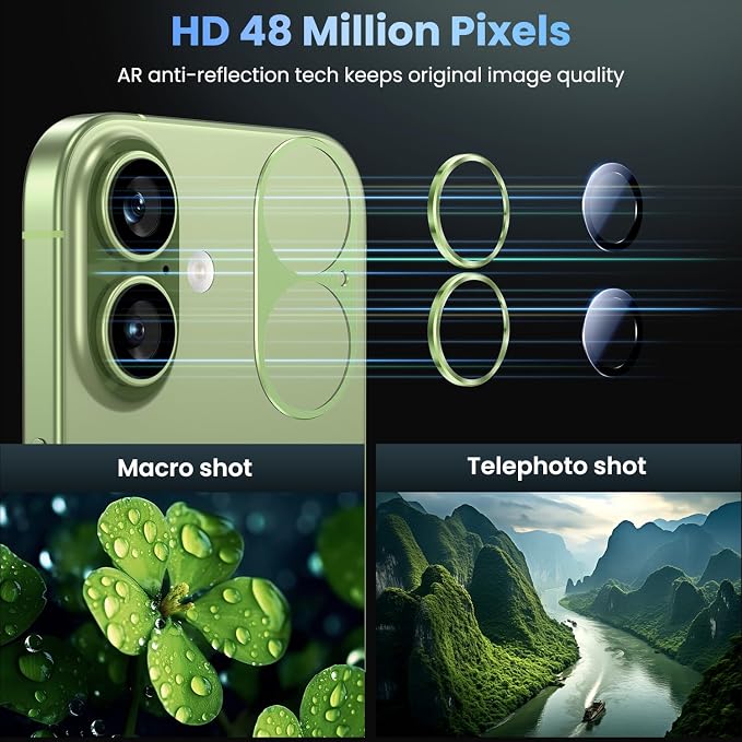 Uyiton for iPhone 17 Camera Lens Protector, Metal Frame Glass Cover | Not Easy to Break, Strong Adsorption, Case-Friendly, Metal 9H Sapphire Glass Rear Camera Screen Cover, Sage - Image 3