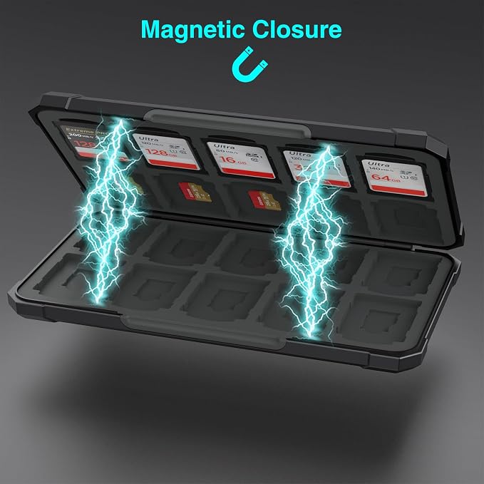 SD Card Holder with 40 Card Slots for SDXC Micro SD Cards | Hard ABS Shell & Soft Silicone,Dedicated Card Slots,Magnetic Closure,Portable Memory Card Holder for Daily Travel - Image 6