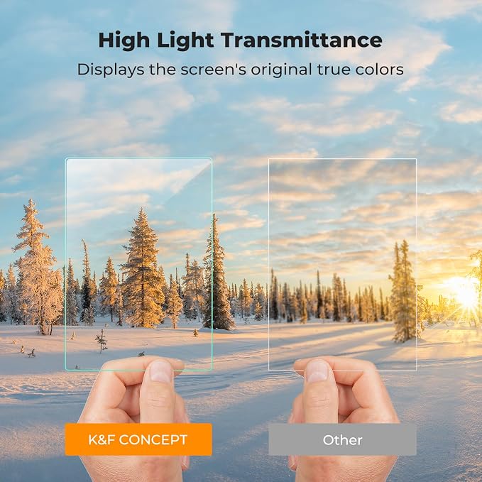 K&F CONCEPT Screen Protector Compatible with Canon EOS R6 II/R6/R7 Camera | Ultra Clear Tempered Glass Screen Protector Anti Scratch Bubble Free Ultra Resistant PF18 - Image 3