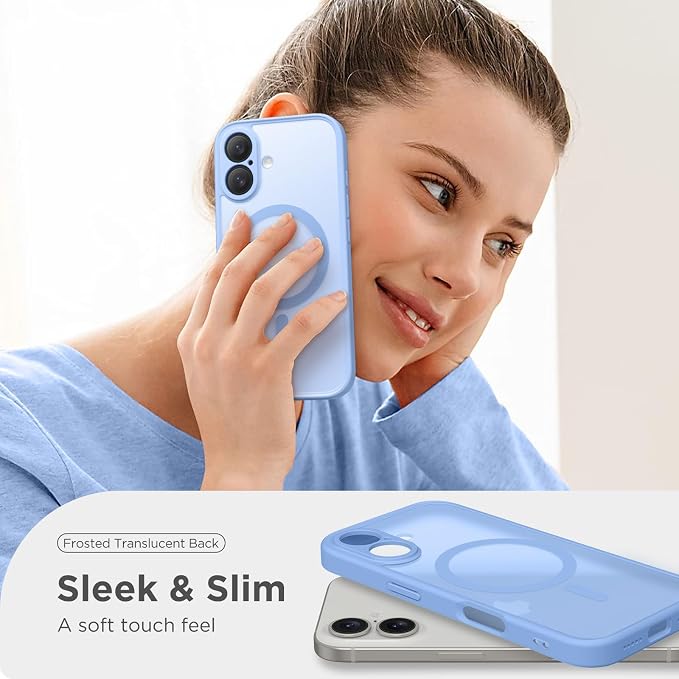 CAPRARO for iPhone 16 Case, Compatible with MagSafe | Upgraded [Full Camera Protection] Protective Translucent Matte Women Girl Magnetic Phone Case Cover, Snow Purple - Image 7