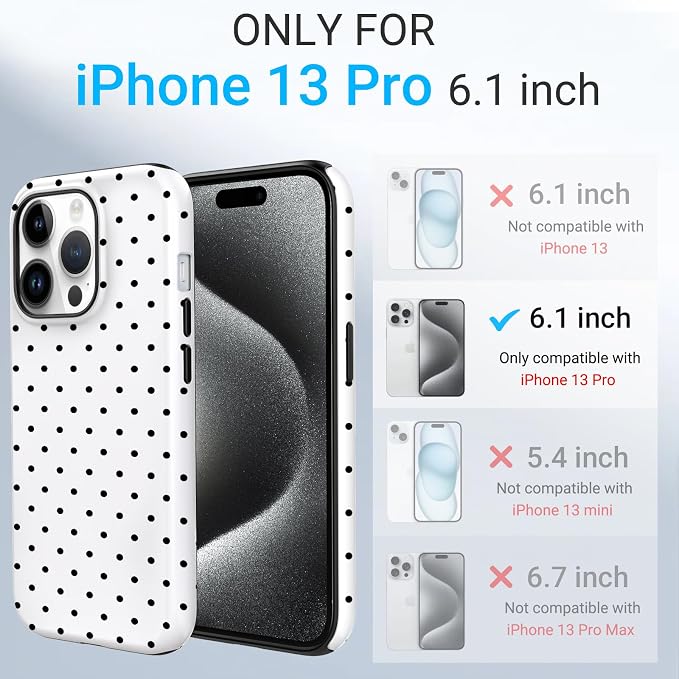 TPU Phone Case for iPhone 13 Pro, MagSafe Wireless Charging Compatible, Shockproof Slim Fit Protective Cover with Anti-Yellowing & Raised Camera Protection (Polka dot 8, iPhone 13 Pro) - Image 2