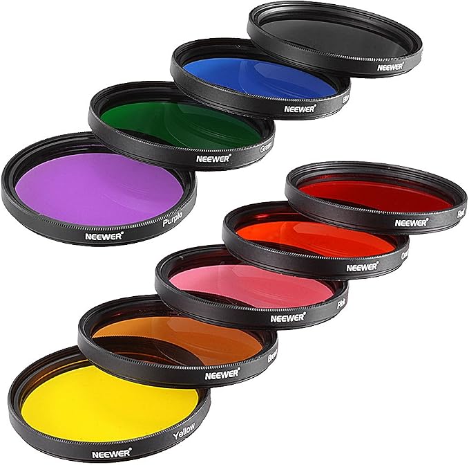 NEEWER 9PCS Full Color Lens Filter Set, 58mm Resin Lens Filters with Red, Orange, Blue, Yellow, Green, Brown, Purple, Pink, Gray Color Available with 2 Pouches, Camera Lens Accessories - Image 2