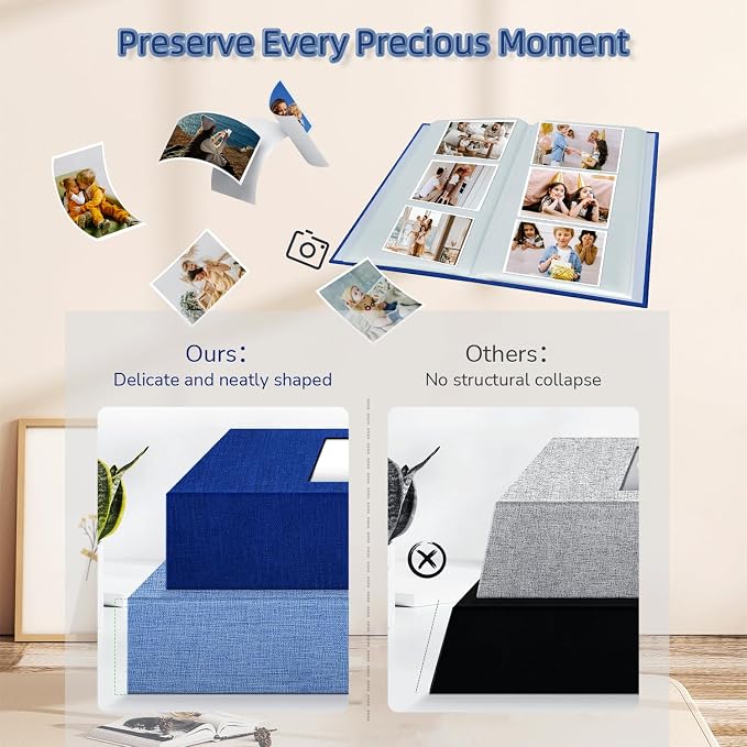 popotop Photo Album 4x6-300 Photos Linen Cover Photo Books with 300 Horizontal Pockets,Slip-in Picture Albums for Family Wedding Anniversary Baby Vacation Pictures - Image 5