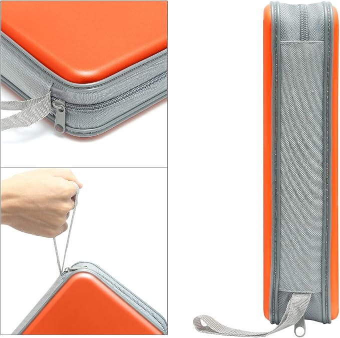 Siveit CD DVD Cases 96 Capacity Disc Storage Binder for Car(Orange) | Hard Plastic CD DVD Disc Cases Storage Binder Wallet for Car Home Office Travel - Image 3