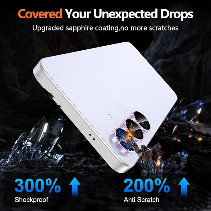 for Samsung Galaxy S25 FE Camera Lens Protector, Individual Metal Ring Tempered Glass Lens Cover, [Strong Adsorption] Scratch Resistant Ultra-Thin HD Clear Lens Cover, 1 Set-Purple Ring - Image 5