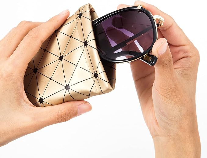 TRIUMPH VISION Eyeglass Case Glasses Case Soft Sunglass Pouch Sleeve 3 Pack | Slim Lightweight Alternative to Bulky Case, Leather Lined Protect Lens, Squeeze Easy to Use, Stylish Portable for Daily Use - Image 3