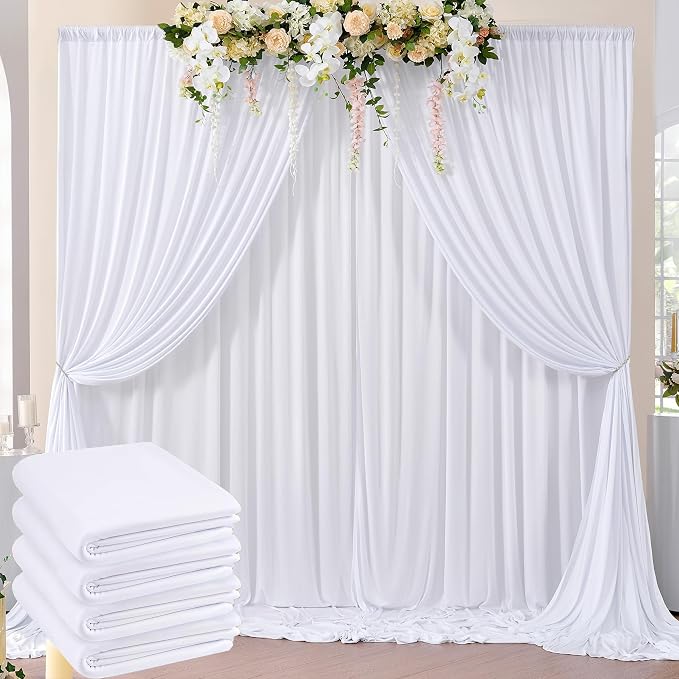 20ftx10ft White Backdrop Curtains for Weddings Parties, Wrinkle Free 4 Panels Silky Polyester Photo Backdrop Drapes Back Drop Cloth Drapery for Birthday Mother'sDay Photography Background - Image 7