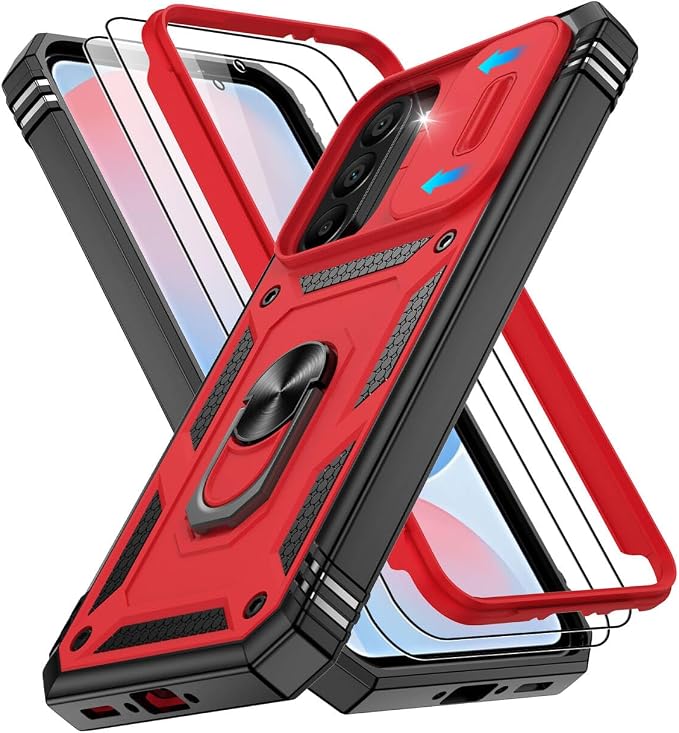 Gritup for Samsung A56 Case: Case Samsung-A56 with 2*Screen Protector, Magnetic Stand & Slide Camera Cover, Shock Proof Military-Grade Funda para Galaxy A 56 Cover, Red+Black by Gritup