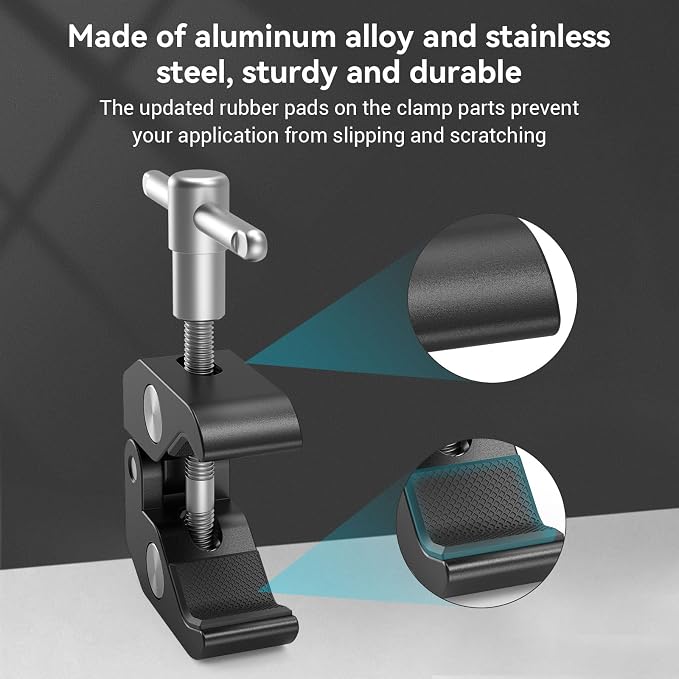 SMALLRIG Super Clamp with 1/4 and 3/8 Thread for Cameras, Lights, Umbrellas | for Hooks / Shelves / Plate Glass / Gross Bars - Image 5