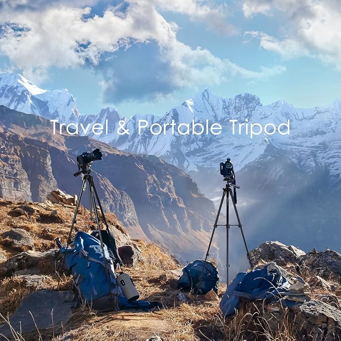 Endurax 60'' Camera Tripod Camera Stand for Canon Rebel Eos Nikon DSLR, Travel Tripods for Phone Tablet with Remote Black | Tripod Stand for Canon/Nikon/Sony DSLR；360° Pan head, Quick-Release & Bubble Level；Lightweight Aluminum with Carry Bag - Image 5