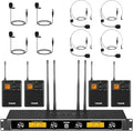 TONOR UHF Wireless Microphones System with Headset/Lavalier Lapel Mics, Bodypack Transmitter, Receiver, 4 * 10 Channels, 90 m/295ft Range for Live Singing Karaoke Church Party DJ, 4 Bodypack Mics by TONOR