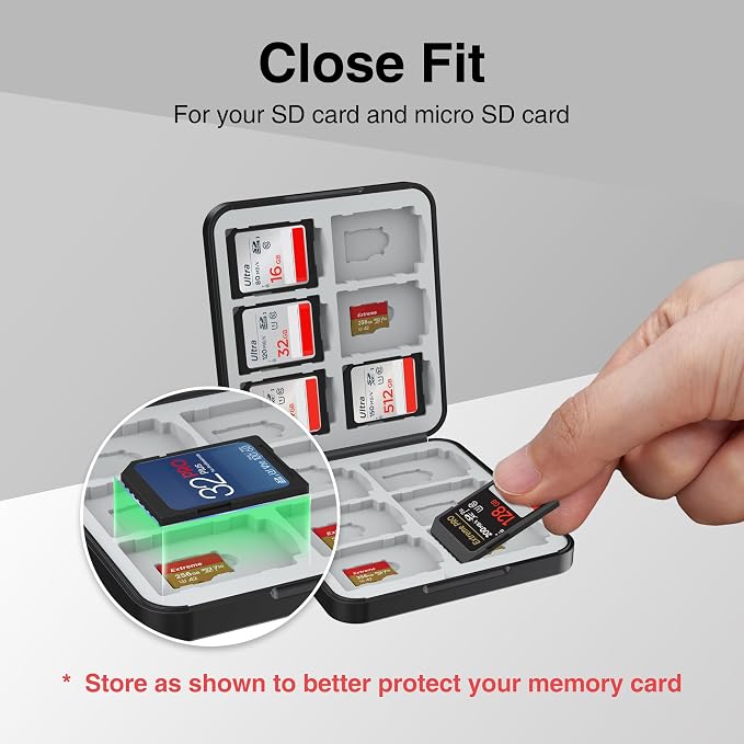 HEIYING Memory Card Holder with 24 Card Slots for SD and Micro SD Cards | 12 SD + 12 Micro SD Slots, Magnetic Closure, Compact Portable Storage case with Soft Silicone Interior for Card Protection - Image 3