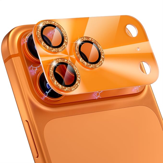 Choiche for iPhone 17 Pro Max Camera Lens Protector, Light-Orange | Bling Metal Camera Cover with 9H Tempered Glass Lens Screen Protector Accessories, Strong Adsorption, Case-Friendly, 6.9-inch by Choiche