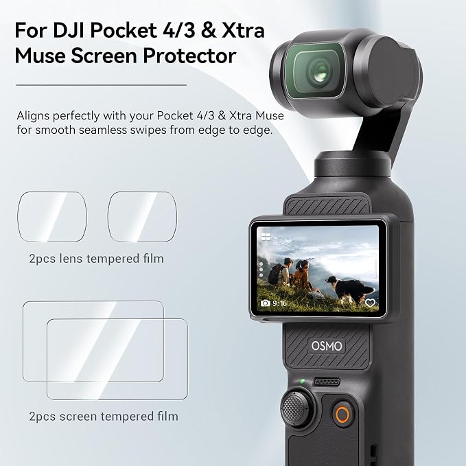CYNOVA Screen Protector for DJI Osmo Pocket 4 / Osmo Pocket 3 Accessories | Pocket 3 /4 Lens Protector for Osmo Pocket 3/4 /Xtra Muse with Tempered Glass LCD Display Film, Ultra HD, 9H Hardness - Image 5