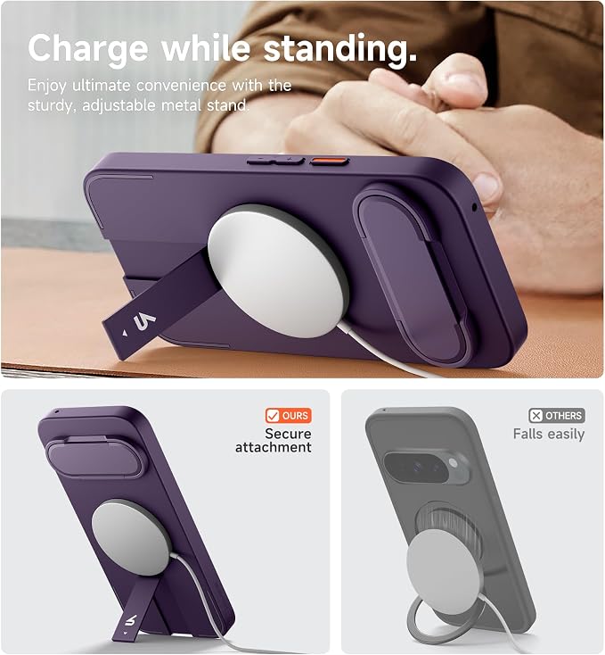 SURITCH for Google Pixel 10/10 Pro Phone Case, Compatible with MagSafe, Protective Cover with Camera Cover & Adjustable Metal Kickstand for Pixel 10/10Pro 2025 -Dark Purple - Image 6