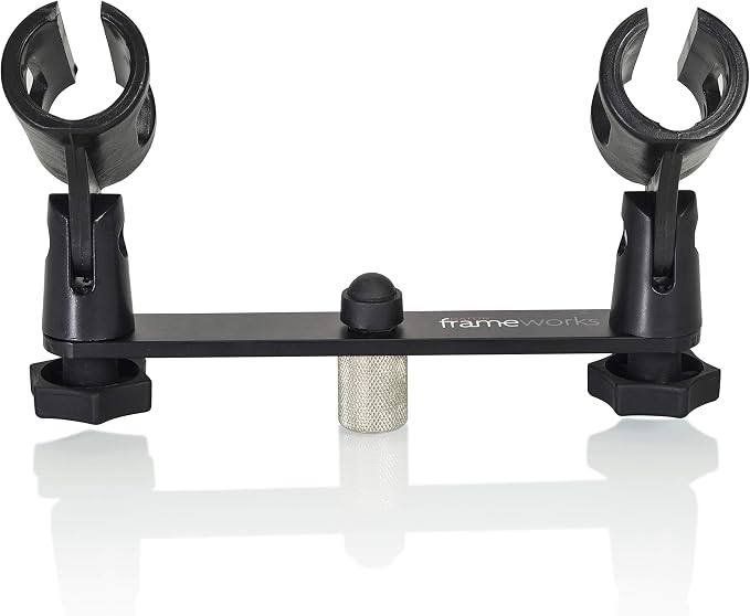 Gator Frameworks 1-to-2 Mic Mount Bar, Fits 5/8 Thread (GFWMIC1TO2) | Ideal for Stage Performances and Studio Use, Dual Mic Mounting with 5/8"-27 Threading, Durable Aluminum Build - Image 3