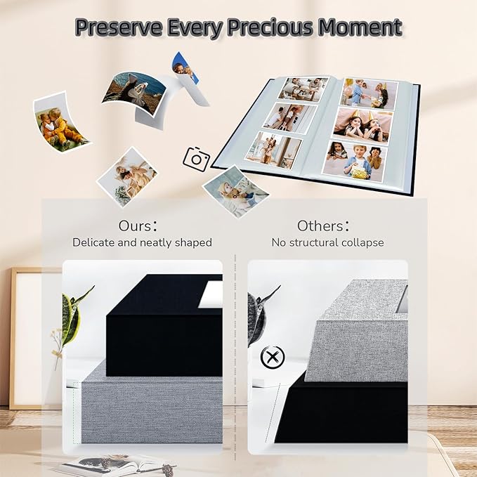 Popotop Photo Album 4x6-300 Photos Linen Cover Photo Books with 300 Horizontal Pockets,Slip-in Picture Albums for Family Wedding Anniversary Baby Vacation Pictures - Image 5