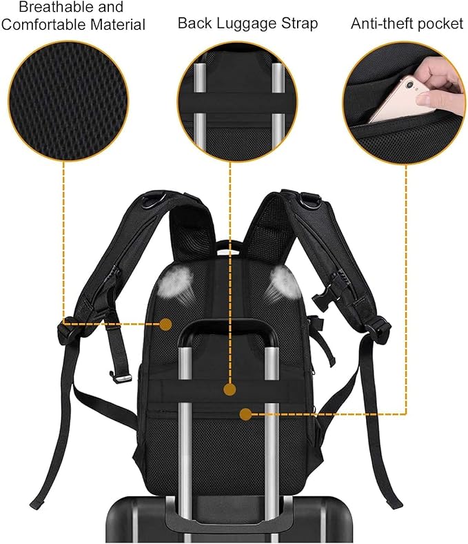 MOSISO Camera Backpack, DSLR/SLR/Mirrorless Photography Camera Bag | Waterproof Hardshell Bag with Insert&Tripod Holder&Laptop Compartment Compatible with Canon/Nikon/Sony, Black - Image 8