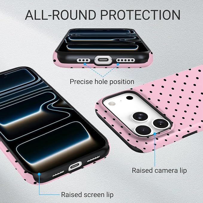 TPU Phone Case for iPhone 17 Pro Max, MagSafe Wireless Charging Compatible, Shockproof Slim Fit Protective Cover with Anti-Yellowing & Raised Camera Protection (Polka dot 4, iPhone 17 Pro Max(6.9")) - Image 3