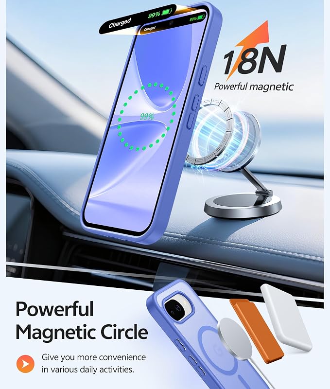 FNTCASE for Google Pixel 10a Case, Fit for Magsafe, with Screen Protector | Translucent Matte Magnetic Back, 14FT Military Grade Drop Protection, Slim Shockproof Protective Phone Cover, Ultramarine - Image 3