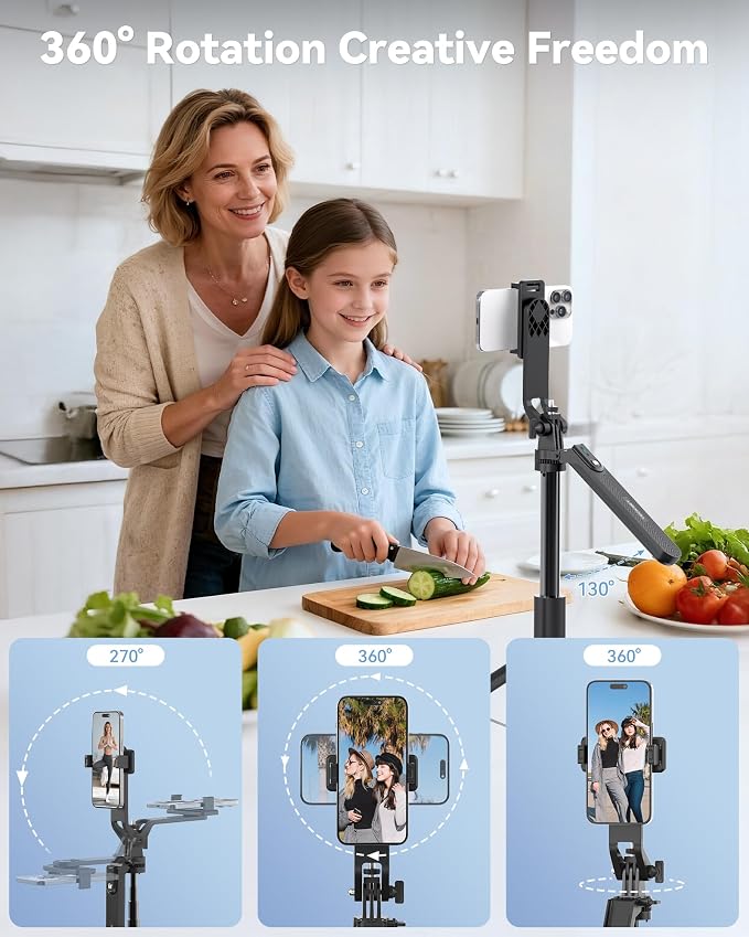 TECKNET 71" Phone Tripod & Selfie Stick, Portable Extendable Cell Phone Tripod Stand with Wireless Remote and Phone Holder, with Wireless Remote Control for iPhone/Samsung/Android/Camera - Image 3