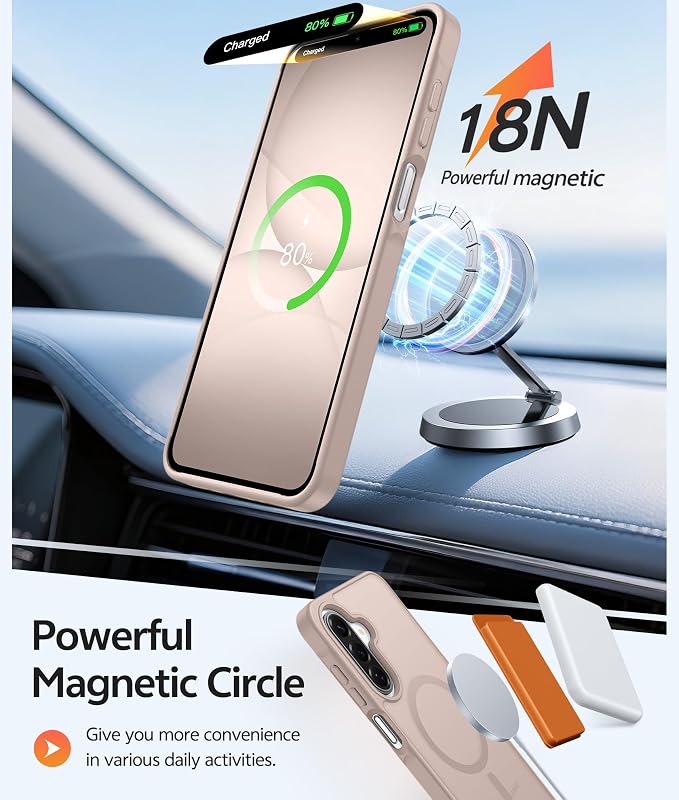 FNTCASE for Galaxy A17/A16 5G Phone Case, Fit for Magsafe, Screen Protector | Translucent Matte, 14FT Military Grade Drop Protection, Slim Shockproof Protective, for Samsung A 17 A 16 Cover, Desert Gold - Image 3