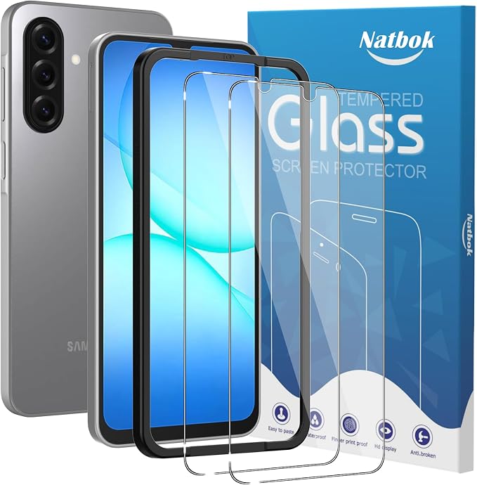 2 Pack Compatible with Samsung Galaxy A17 5G Screen Protector,with Alignment Frame,9H Tempered Glass Film,HD Clear Scratch Resistant,Bubble-Free for Galaxy A17 5G Screen Protector. by Natbok