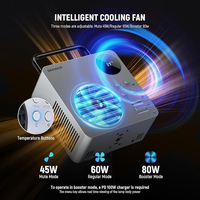 NEEWER HB80C RGBWW LED Video Light with Built-in 72Wh Battery & 100W PD Fast Charging, 80W Mini RGB COB Continuous Output Lighting Bowens Mount Handheld Spotlight 2500K-7500K, 10400lux/m, 18 Effects - Image 8