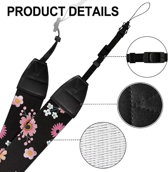 Coldinair Black Adjustable Camera Strap Universal Neck & Shoulder Soft Padded Strap for All DSLR Cameras,Binoculars - Image 7