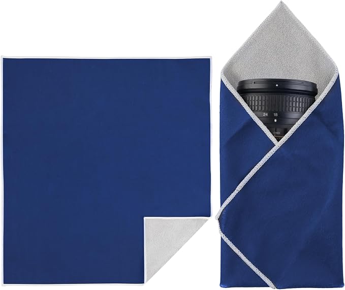 Walking Way Protective Wrap, Self-Adhesive Magic Cloth Camera Wrap, Storage Cloth, Anti-Scratch, Dustproof, Washable Lens Pouch for DSLR, Smartphones, Laptops, Cosmetic (Classic Dark Blue, 13.78 inch) by WalkingWay