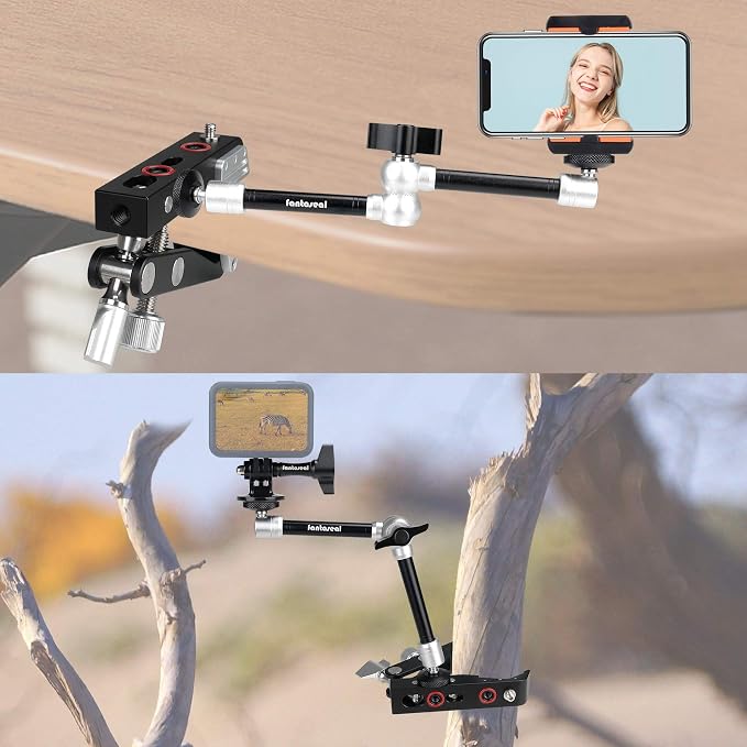 Heavy Duty DSLR Mirrorless Camera Camcorder Super Clamp Mount w/Magic Arm +Quick Release Plate Desk Table Handrail Bar Holder Video Rig Kit for Studio Youtuber Travel Outdoor Time Lapse Vlogging - Image 4
