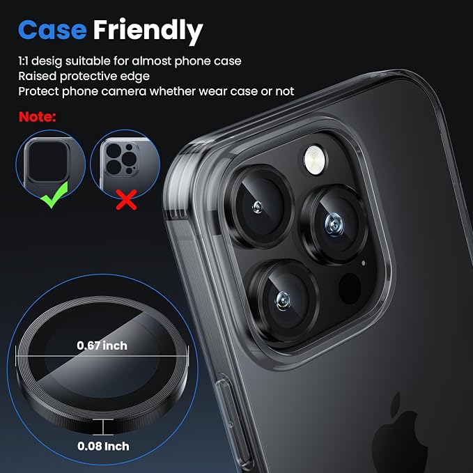 WSKEN for iPhone 16 Pro/iPhone 16 Pro Max Camera Lens Protector | Original Shooting Mode, Individual Metal Cover Film, Shatterproof HD Tempered Glass Camera Screen Protector, Black - Image 5