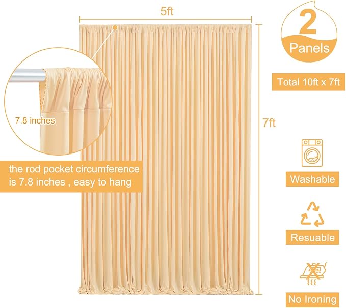 Dark Champagne Backdrop Curtain for Parties Wedding Baby Shower Wrinkle Free Photo Curtains Backdrop Drapes Fabric Decoration for Bridal Shower 5ft x 7ft,2 Panels - Image 5
