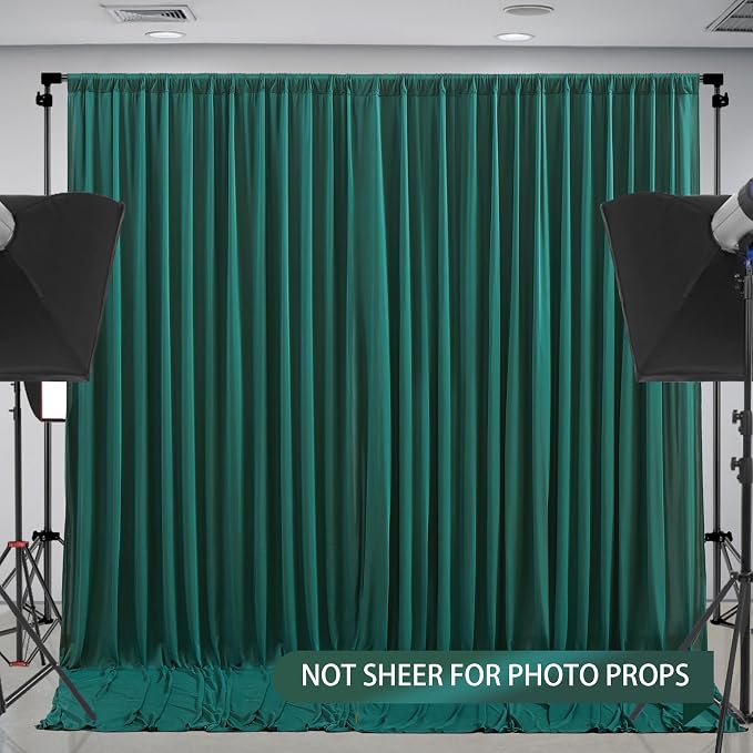 Hunter Green Backdrop Curtain-Wrinkle-Free Polyester Fabric Green Photography Curtains for Wedding Party Photo Background Decorations- 8 X10FT (Hunter Green) - Image 7