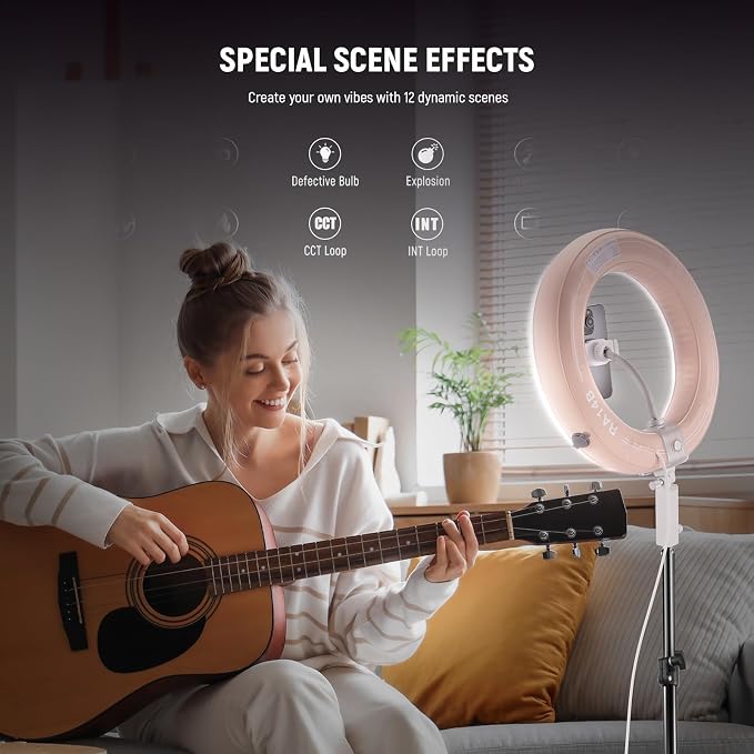 NEEWER 14" Inflatable Large Ring Light with Tripod Stand/Phone Holder/Remote, 35W Portable LED Ringlight 2900-6500K 2400lux CRI95+ for iPhone Selfie Streaming Video Recording Makeup Lash Studio, RA14B - Image 4