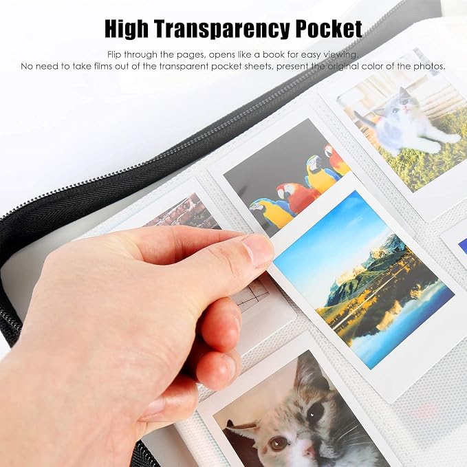 Veicevol 540-Pocket Album for Instax Mini & Polaroid 2x3 inch Photos, White | Designed for Instax Mini and Polaroid 2x3 Photos, Cover with Zipper Closure, Large Capacity, Holds Up to 540 Photos Securely - Image 3