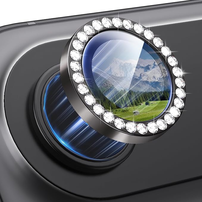 for iPhone 17 Air Camera Lens Protector Cover Bling Diamond, Black | Individual Metal, 9H Hardness, Scratch Resistant, Shockproof, Drop Protection, Case Friendly, Stylish Accessories by Xfilm