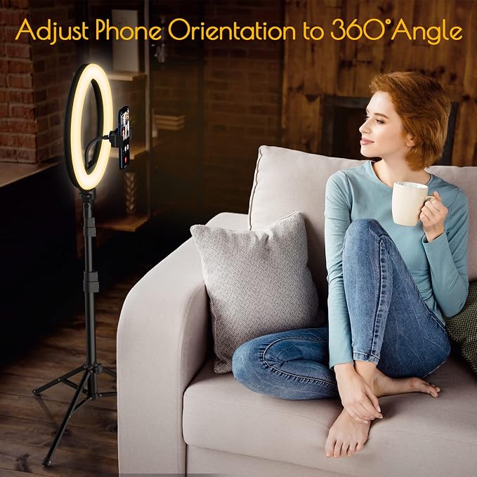 12" Selfie Ring Light with 63" Tripod Stand, Dimmable LED Ring Light with Phone Holder and Wireless Remote, [2-in-1] RGB & Selfie Stick for Photography/Makeup/Live Stream/YouTube - Image 5