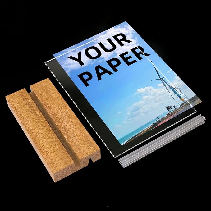 8.5x11 Inch Acrylic Sign Holder with Wooden Base, Desktop Display Stand (8.5x11 5Pack) - Image 5