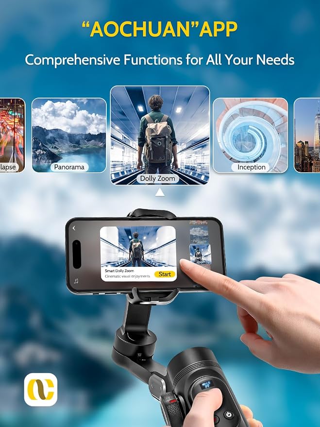 AOCHUAN Gimbal Stabilizer for iPhone Gimbal with Wireless Charging Smartphone for iPhone 15 Pro Max/Android Foldable 3-Axis Handheld Phone Stabilizer for Video Recording Face Tracking-Smart X Pro - Image 7