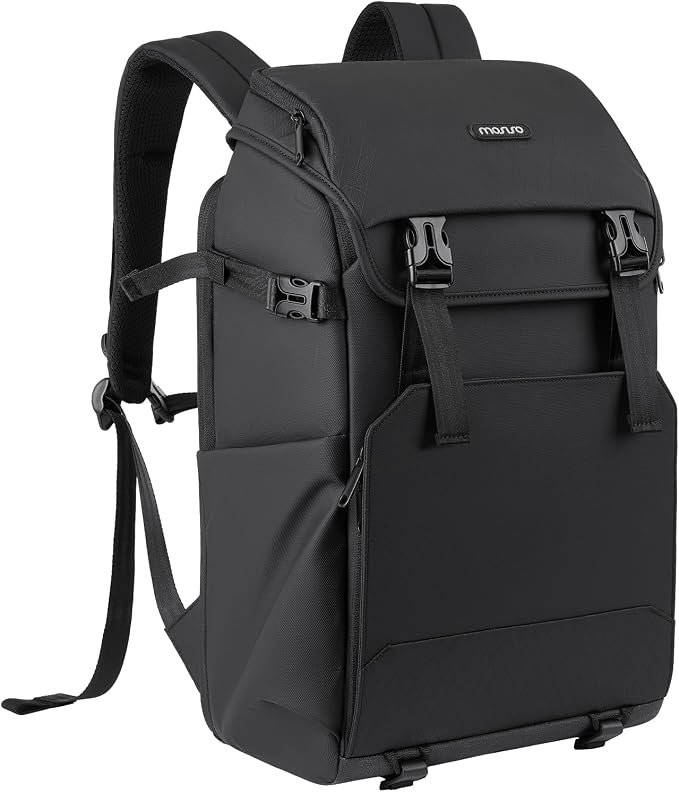 MOSISO Camera Backpack, DSLR/SLR/Mirrorless Camera Bag with Top Flap Pocket | Photography Backpack with 15-16 inch Laptop Compartment&Tripod Holder&Rain Cover Compatible with Canon/Nikon/Sony, Black by MOSISO